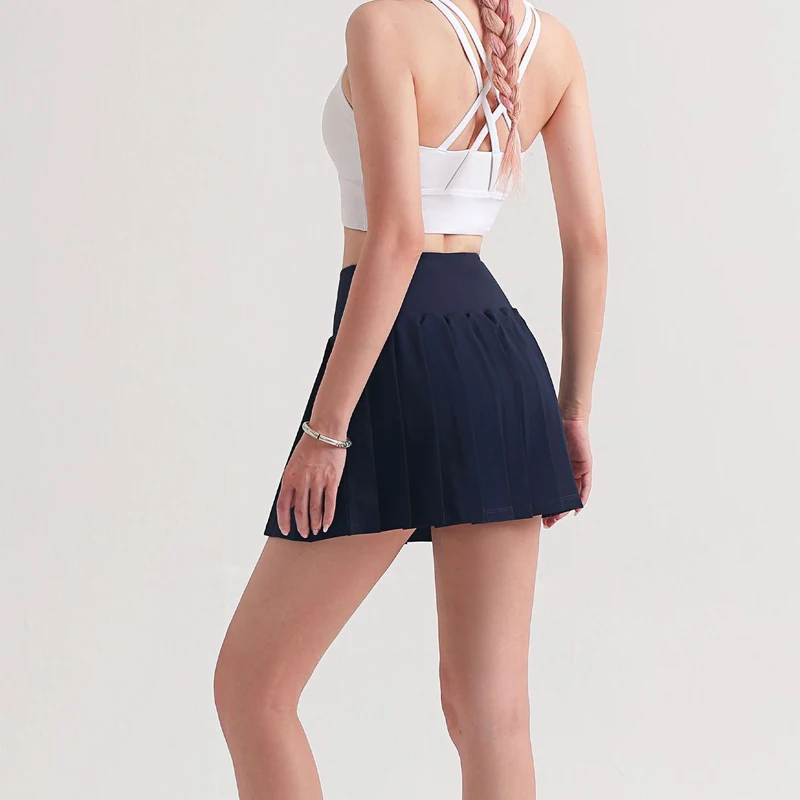Lulu Yoga Gym Fitness Sport Tennis Pleated Skirt Woman Clothes All-in-one Shorts Skirt High End Lycra Breathable Golf Skirts