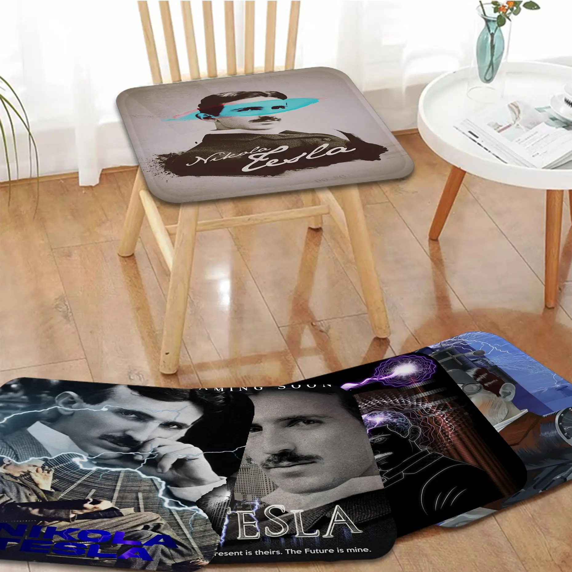 

Знаменитые ученые Никола Тесла, Европейский коврик для дивана, обеденный стол, подушки для стульев, модные противоскользящие унисекс