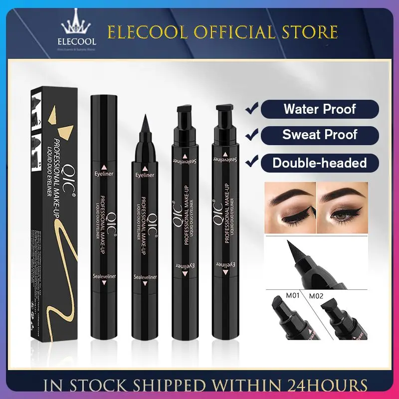 

2 In1 Eyeliner Stamp Liquid Eyeliner Pencil Waterproof Makeup Cosmetic Black Long-lasting Professional Eyeliner Maquillaje TSLM2