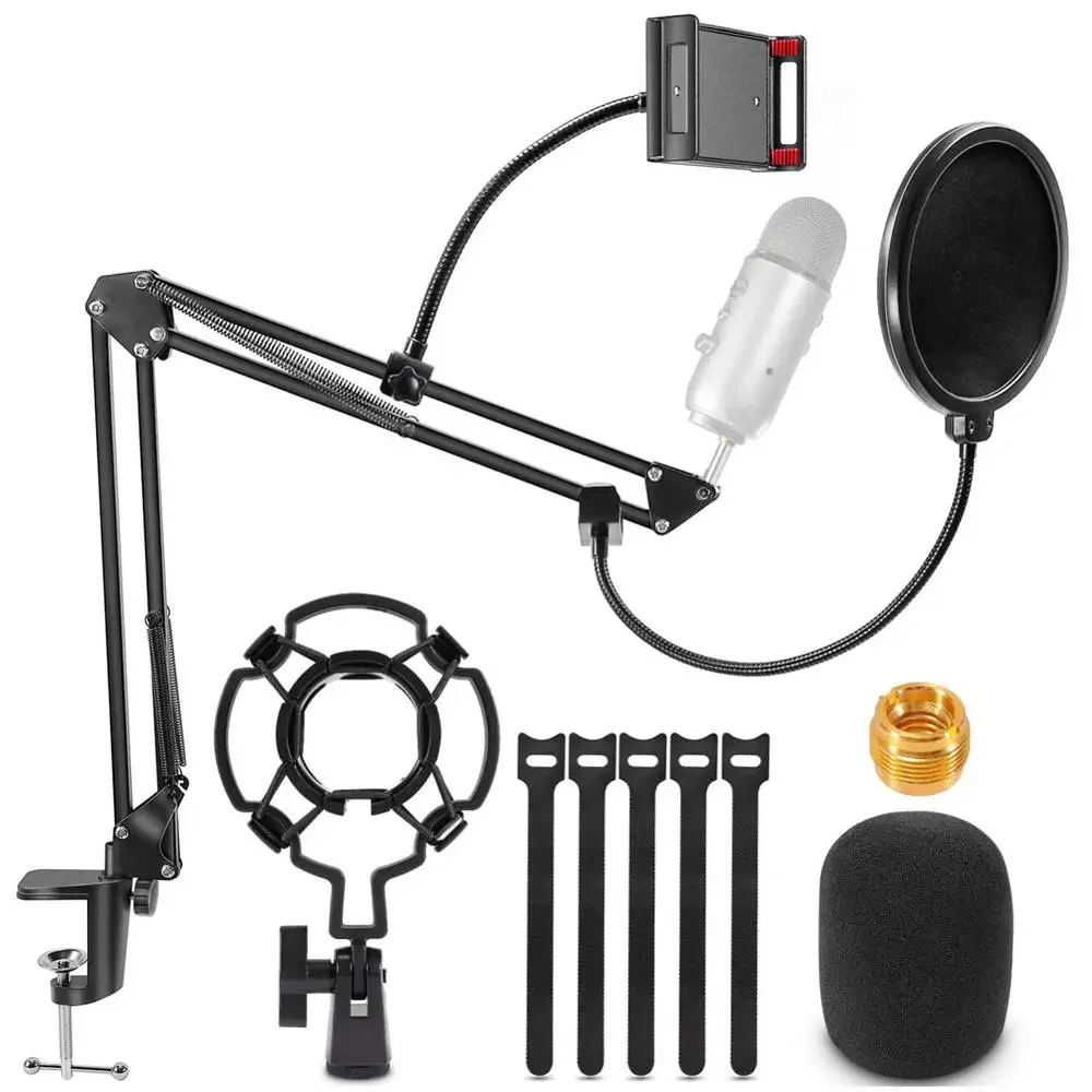 

New Microphone Arm Stand For Blue Samson Bm 800 Pantograph For Mic Bracket With Pop Filter Shock Mount And Phone Holder