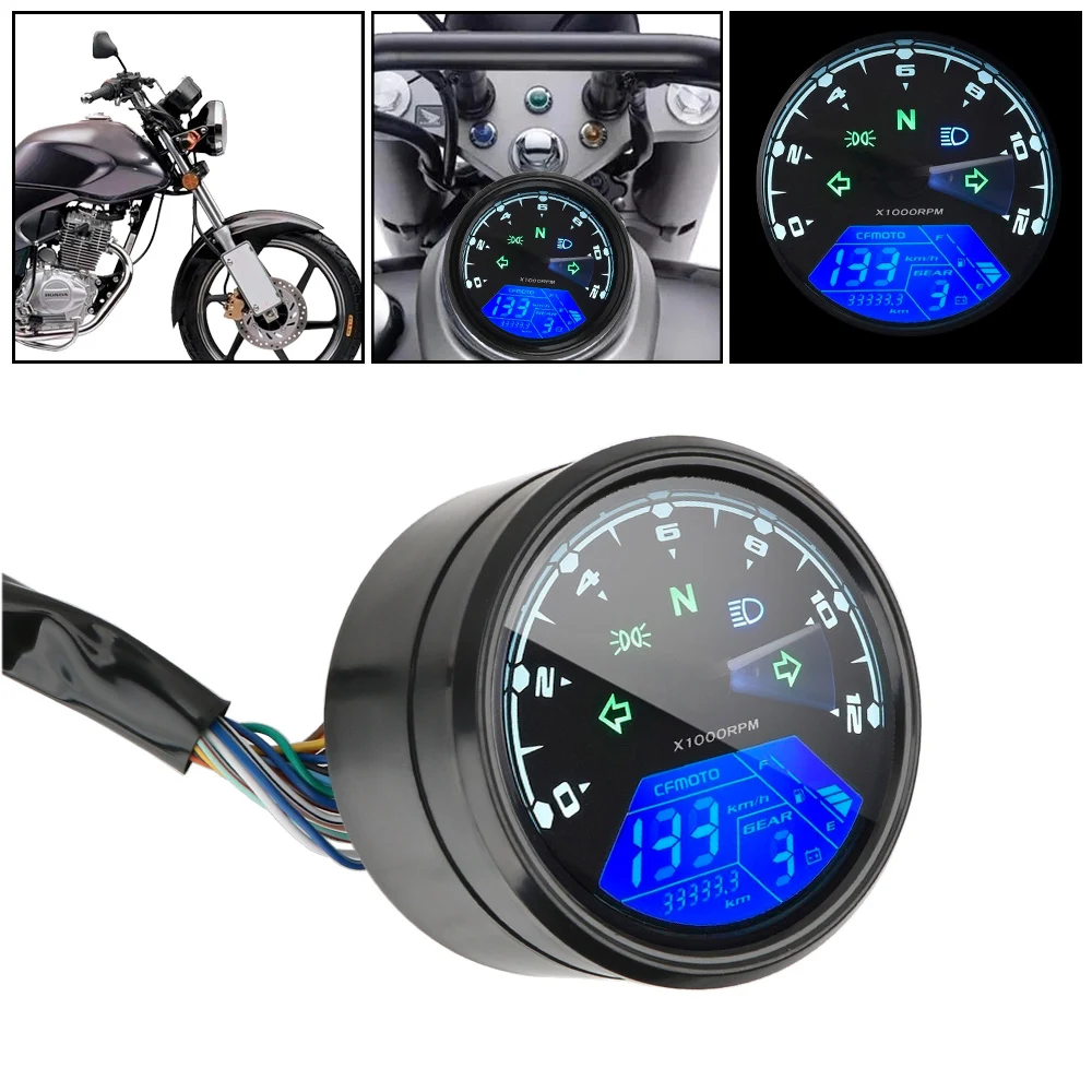 

Universal LCD Digital Indicator 12V Motorcycle Speedometer Tachometer Fuel Meter Dashboard Gauges Dial Odometer