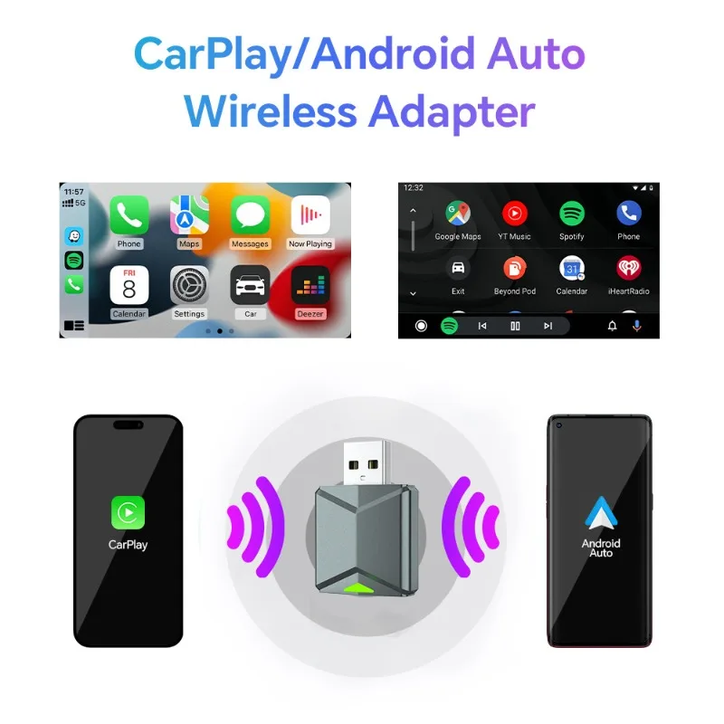 Фото Проводной и беспроводной CarPlay Box 2-в-1 Android Auto Автомобильный интеллектуальный модуль соединения автомобиля-машины USB Ttpe-C CarPlay и auto №4