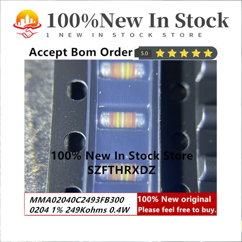 100% Новые оригинальные MMA02040C2493FB300 MELF резисторы 0 4 Вт 249Kohms 1% 0204 200 в 50ppm (10 шт.)