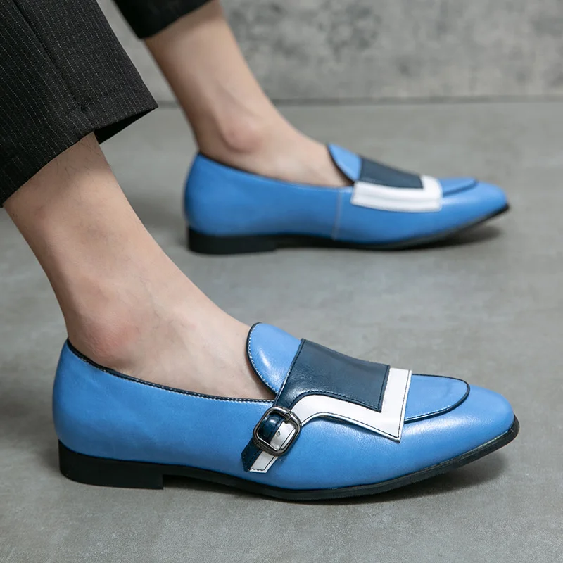 

NEW New Fashion Blue Men's Dress Shoes Size 38-48 Casual Loafers Men Party Shoes Slip-on Leather Shoes for Men zapatos hombre