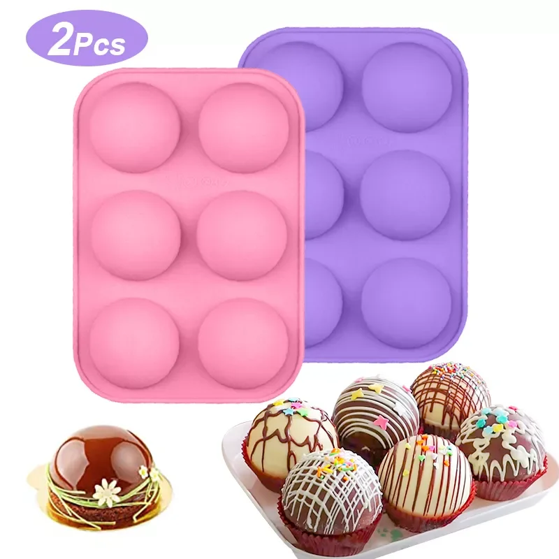 

2pcs Half Sphere silicone molds for chocolate bombs Pastry 6 Holes Cake Mould For Baking Kitchen Pastry tools