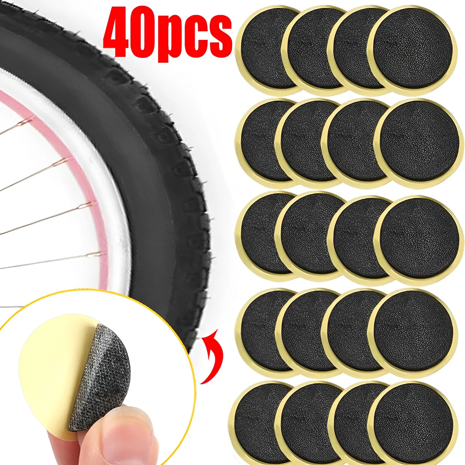 

20/30/40Pcs Bike Tire Patches Repairing Tool Tyre Protection No-glue Adhesive Quick Drying Fast Tyre Tube Glueless Patch Bicycle