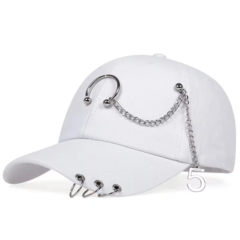 

Fashion Hip Hop Cotton Baseball Cap Creative Piercing Ring Caps Punk Adult Casual Solid Adjustable Unisex Hat Snapback Hats