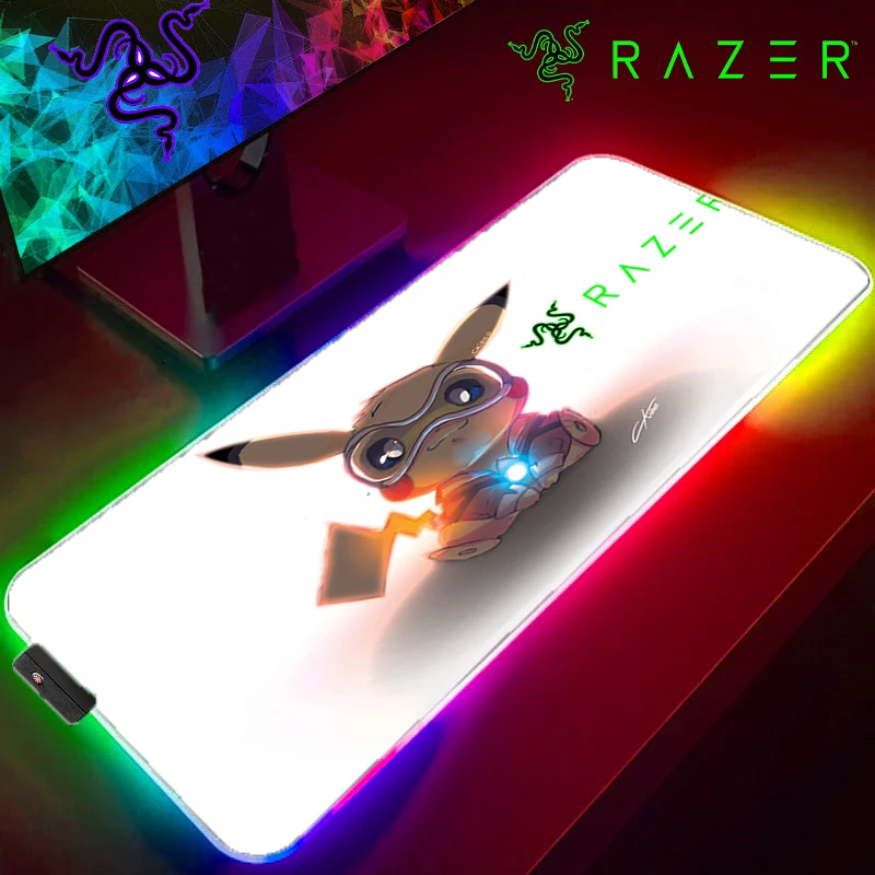 

Игровой коврик для мыши RAZER с покемоном Пикачу, аксессуары для ПК, размер XXL