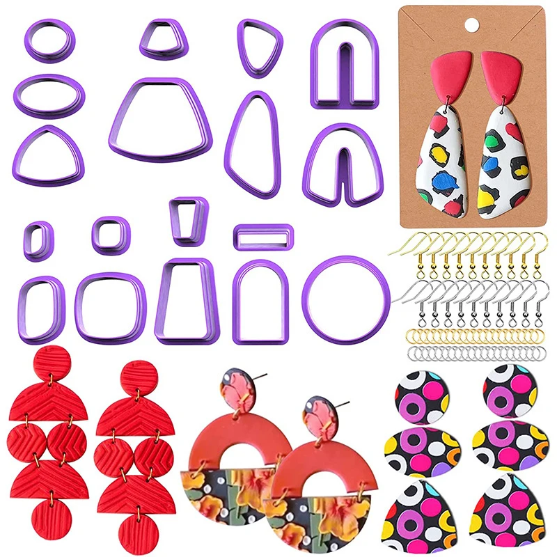 

118 Pcs Clay Cutters Set Different Shape Clay Polymer Cutters Jewelry Making with Earring Cards Hooks Rings