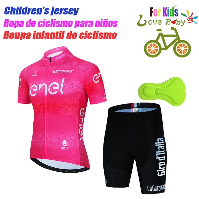 New 2023 Kids Bike Shirts Suit Tour De Italy D'ITALIA Cycling Jersey Set Boys Girl Road Bike Cycling Clothing Children Quick Dry