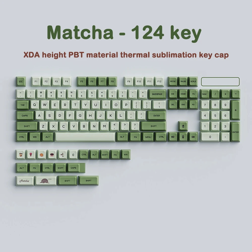 Купи 124 Key XDA Profile PBT Keycaps Matcha Green Japanese Keycap For Mx Switch Mechanical Keyboard Dye-Subbed Sublimation Key caps за 1,442 рублей в магазине AliExpress