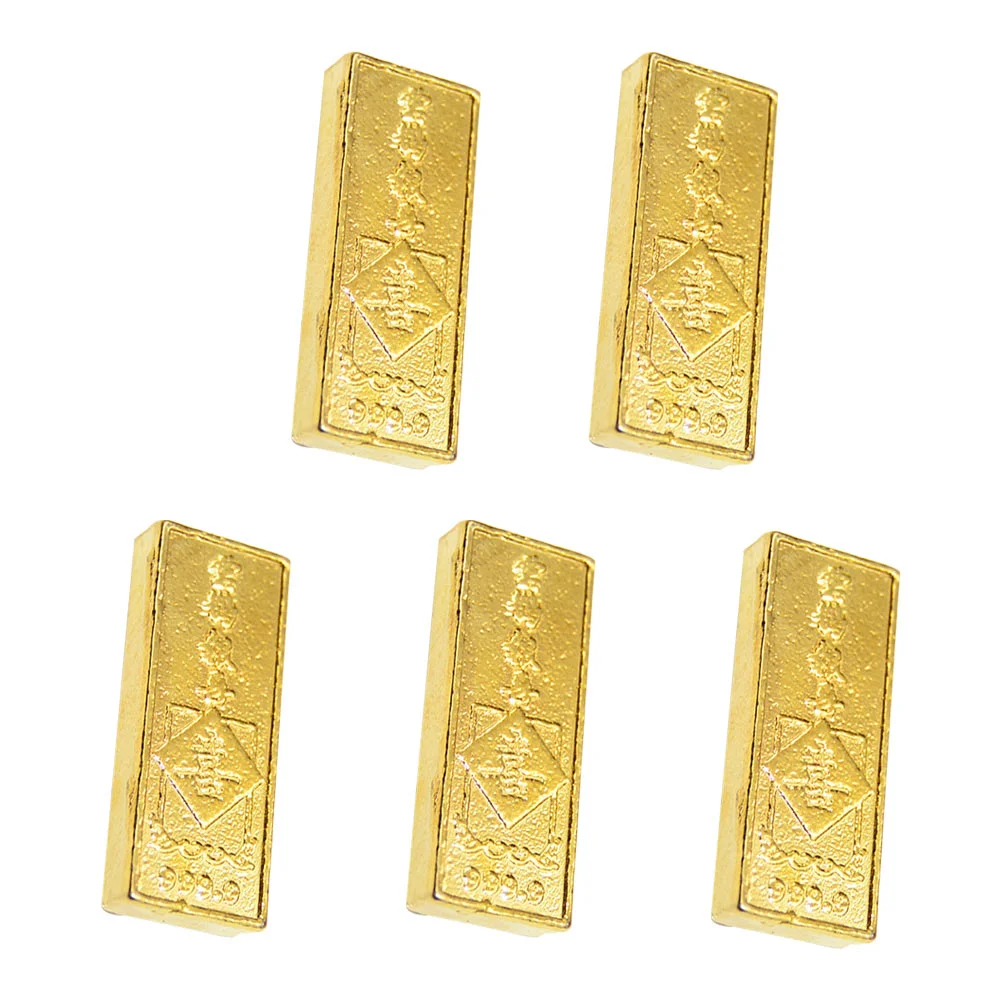 

5 Pcs Gold Brick Toys Christmas Decoration Plastic Bars Trumpet Treasures Nativity Ornaments Kids Pirate Boxes
