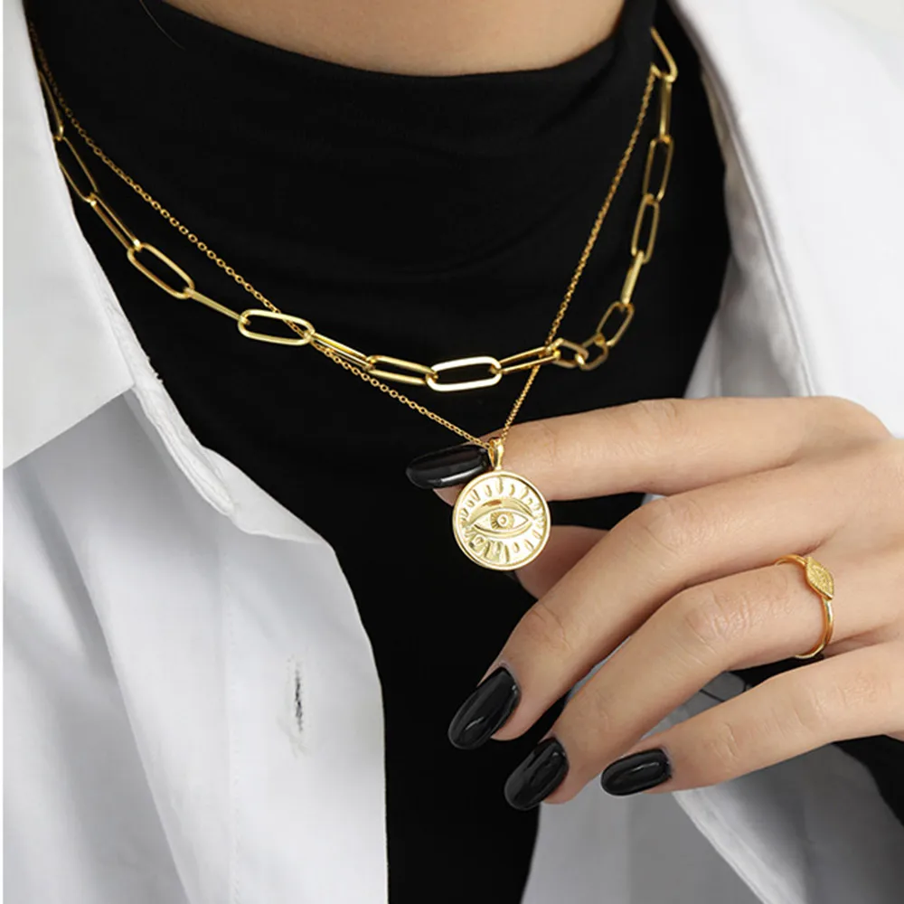 Цепочка с подвеской в виде глаза из серебра 925 пробы