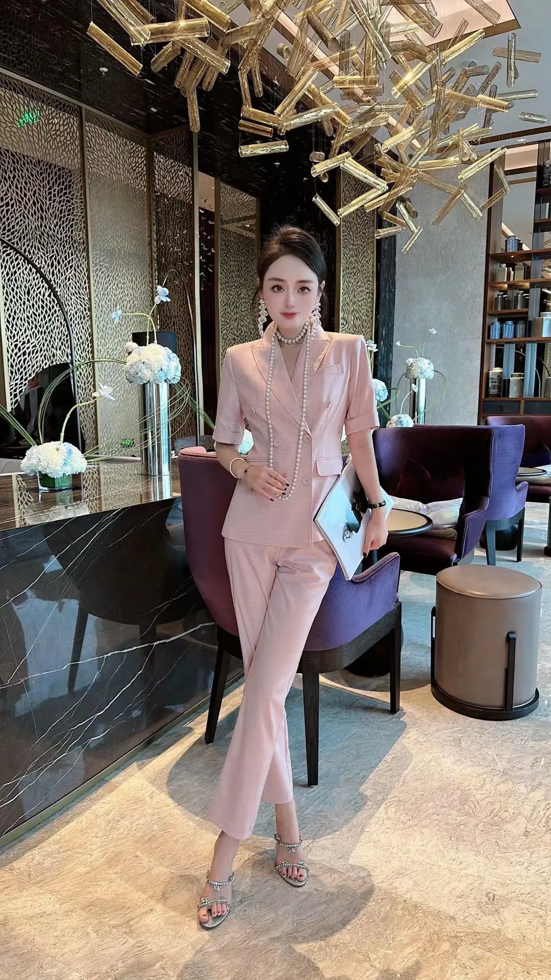 

2023 spring and summer women's clothing fashion new Short sleeve suit 0526