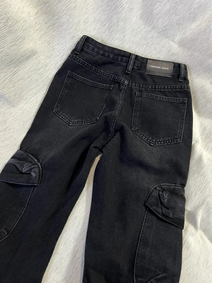 Темперамент больших размеров Джу! Черные прямые джинсы женские весенне-осенние с