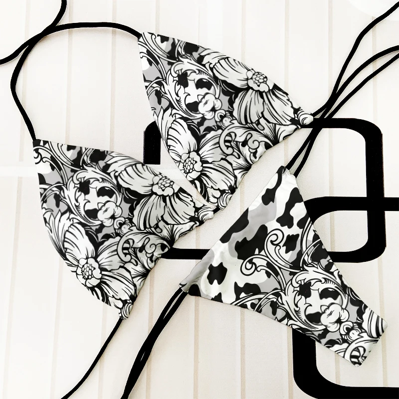 Сексуальный комплект бикини для женщин купальники с принтом листьев пляжная