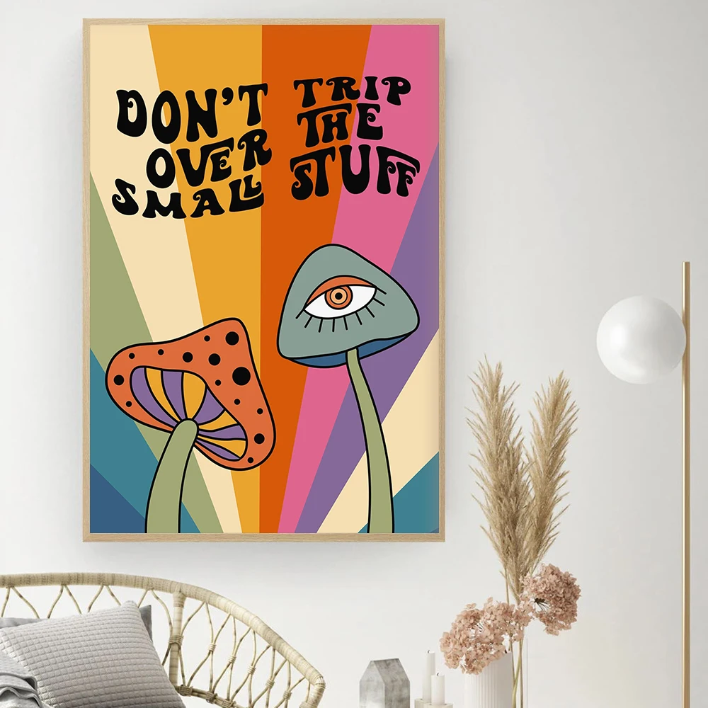 Красочная Ретро-художественная печать Грибов не Путешествуйте по маленьким