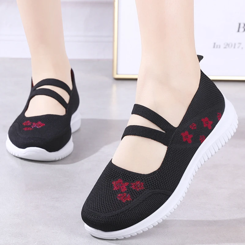 

Women's Flowers Soft-soled Shoes Breathable Casual Sneakers Round Toe Comfortable Walking Loafers Zapatillas Deportivas Mujer