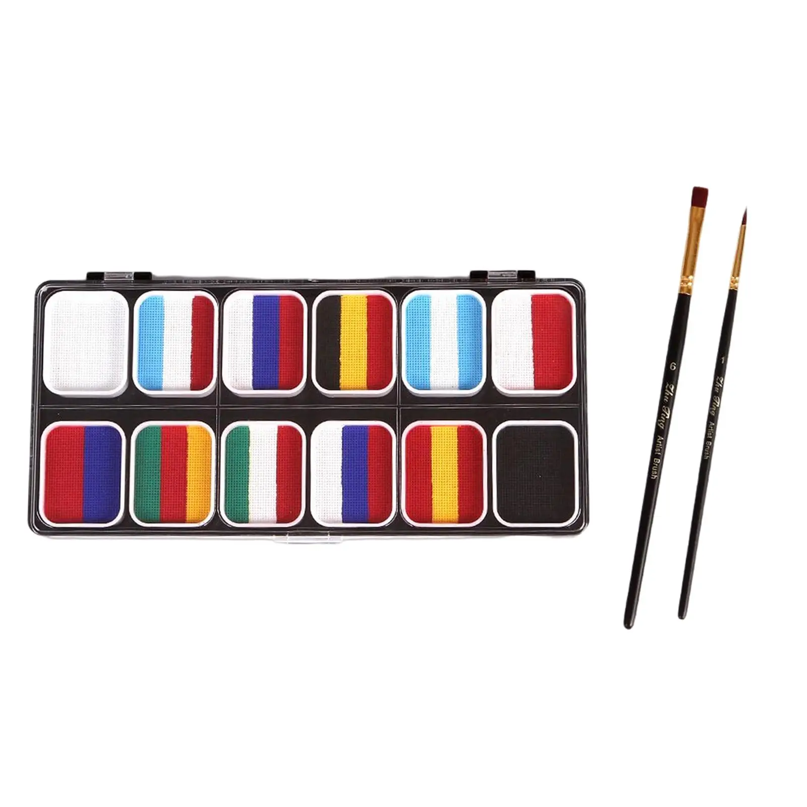 12 ячеек палитра краски для лица и тела краска с 2 кистями профессиональная