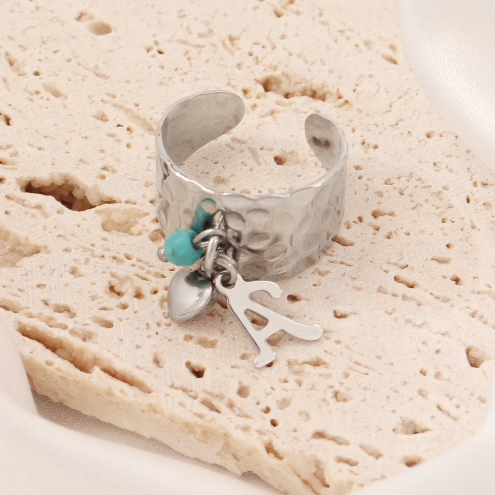 Кольцо с буквой из нержавеющей стали 316L для женщин 26 кулон в форме сердца A-Z