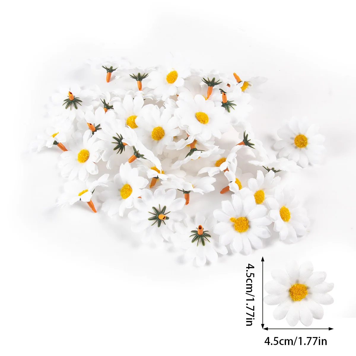 

100 искусственных цветов ромашек, подсолнухов, хризантем, белый шелк