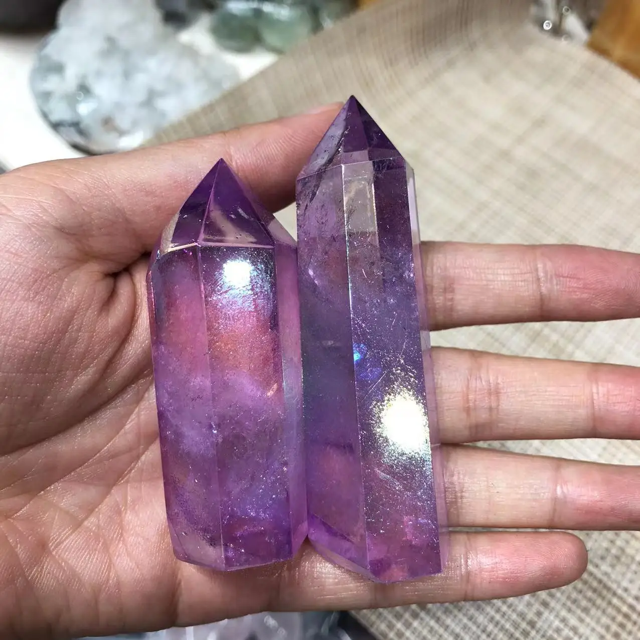 

Натуральные камни, кварцевый кристалл Aura, фиолетовая палочка, башня Heaing рейки, драгоценные камни, украшение для дома