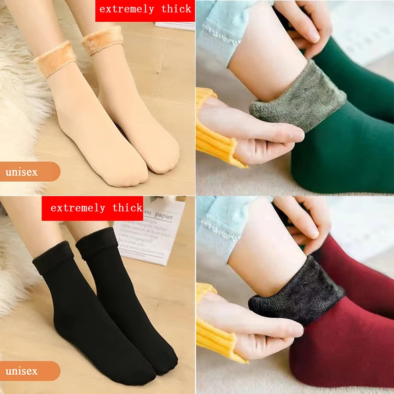 

Socks Soft Wool Fleece Floor Sock Bed Sock Winter Warm Thick Women Thermal Snow Home Snow Boots Floor Sock 1Pairs Knee Highs