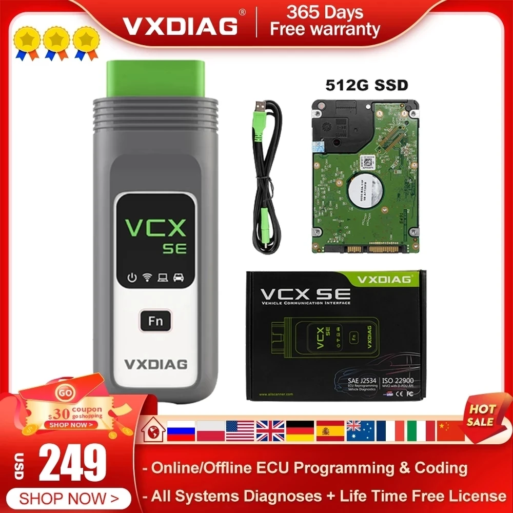 

VXDIAG VCX SE для Benz все системы Диагностика ECU программирование кодирование двунаправленный J2534 C6 автомобильный диагностический инструмент Бес...