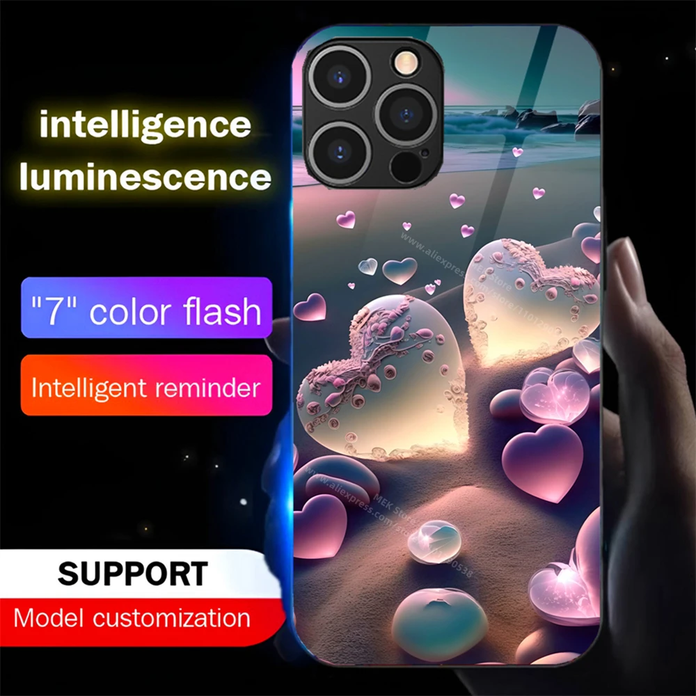 Чехлы со светодиодной вспышкой и подсветкой Crystal Butterfly для iPhone 16 15 14 13 12 11 Pro Max X XS XR