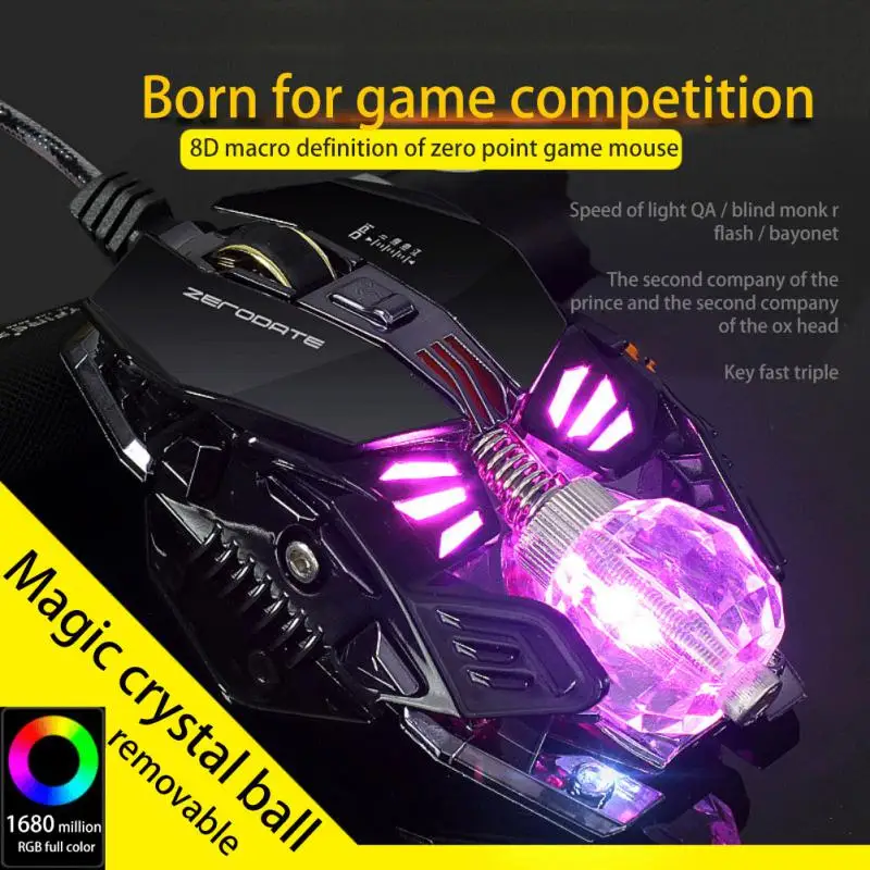 

Portable Wired Mouse 1600dpi Game Mouse Ergonomic Led Backlit Mice Office Accessories Usb Mechanical Mice Luminous For Gamer