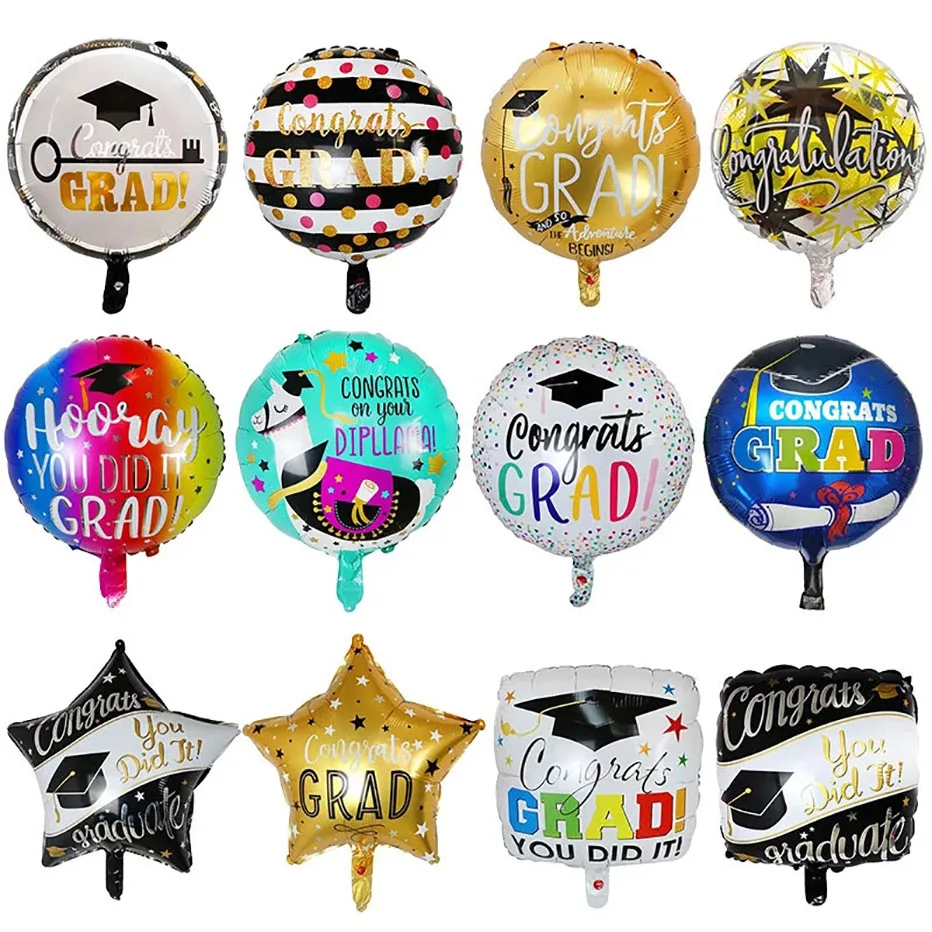 

50Pcs 18Inch Graduation Balloons Grad Hat Air Globos Congrats Grad Party Decoration Accessories Baby Shower Supplies Kids Gifts