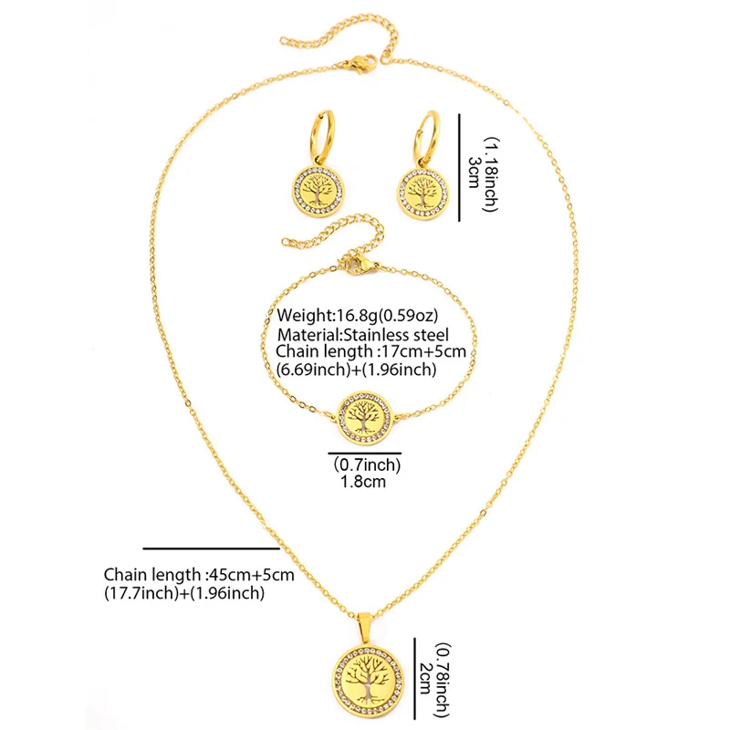 Комплект из колье серёг и браслета нержавеющей стали