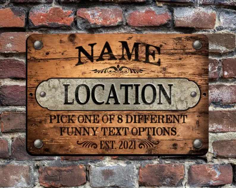 

Personalized Old Wood Look Vintage Sign