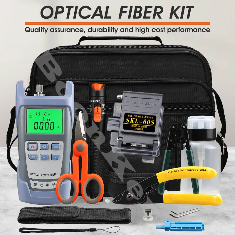 

16Pcs/lot Fiber Optic FTTH Tool Kit with SKL-60S Fiber Cleaver Optical Power Meter 10mw Visual Fault Locator Wire Stripper