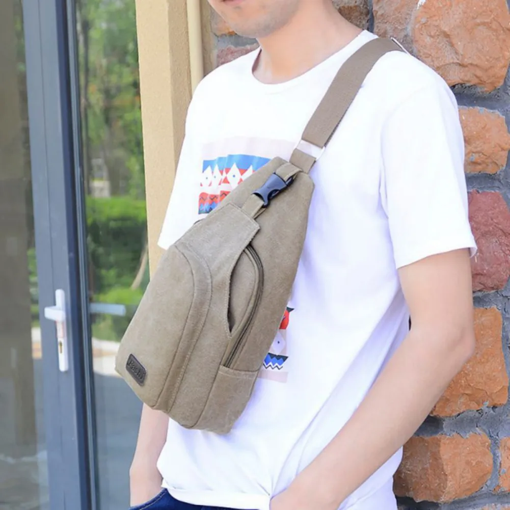 

Chest Shoulder Backpack Men Shoulder Bag Canvas Anti Theft Camping Running Chest Bag