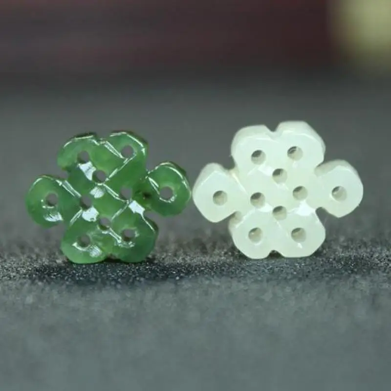 

16*13mm Green Jades Chinese Knot Beads For Jewelry Making Diy Necklace Earring Bracelet Charms White Hetian Jade Bead Accessorie