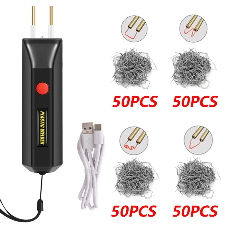 

100 Вт пластиковый сварочный аппарат Портативный мини-инструмент для ремонта трещин из горячего пластика 2 в 1 комплект с 200 сварочными гвоздями для ремонта автомобильного бампера