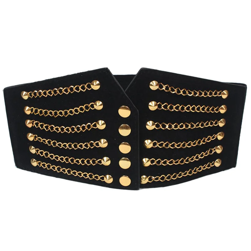 

Extra-wide Belt Waistband Female 1 Korean Fashion Temperament Personality Riveted Skirt Belt Elastic Belt Bundle Waist