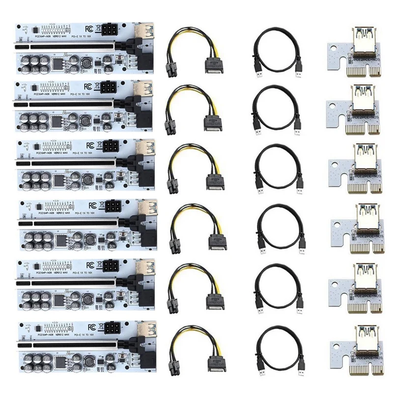 

6PCS VER012 MAX GPU Riser For Video Card PCI-E Riser 012 MAX Pci Express USB 3.0 Cable PCI-E 1X To 16X For BTC Mining