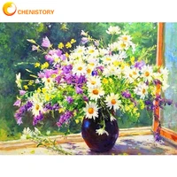 chenistory diy painting by numbers vase modern oil painting flower with frame oil painting handpainted canvas drawing decor