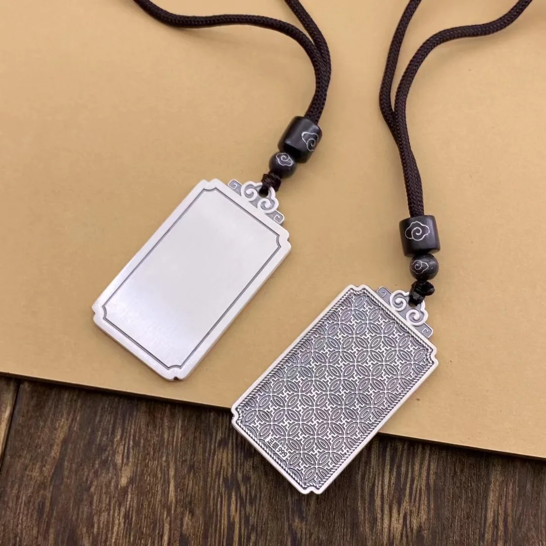 Certified Standard Sterling Silver 999 Glossy Customized Pendants  Jewelry for Men  Women Free Engraving Custom Content