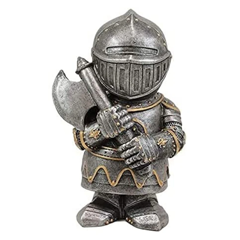 

Knight Gnomes Guard, Dwarf Gnome Statue,Funny Garden Sculpture Outdoor, Decor for Patio,Lawn,Yard,D