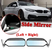 2x new universal retro car rearview side mirror craft square f1 style wblue mirror surface metal bracket rear view mirror