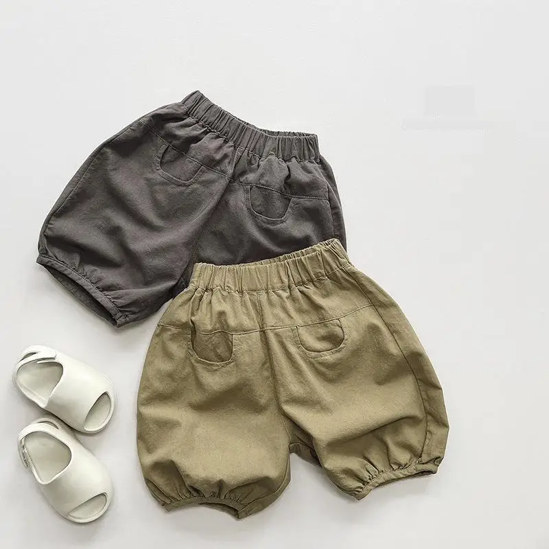 

2023 Summer New Children Loose Shorts Fashion Boys Casual Pants Vintage Kids Clothes Solid Girls Cotton Shorts Baby Clothes