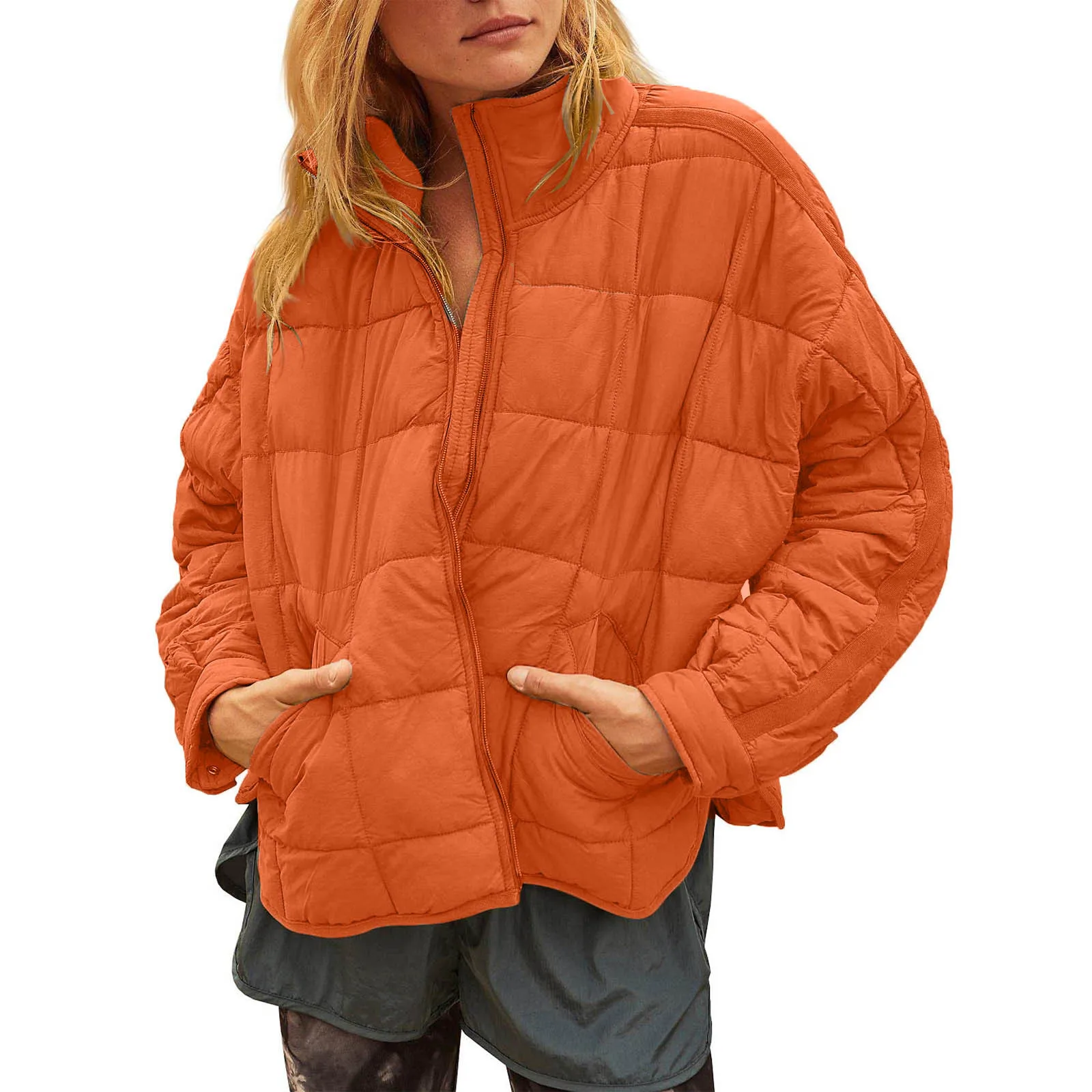 Autumn and winter new style women's pure-color zipper jacket casual button jacket jacket pocket blouse fashion
