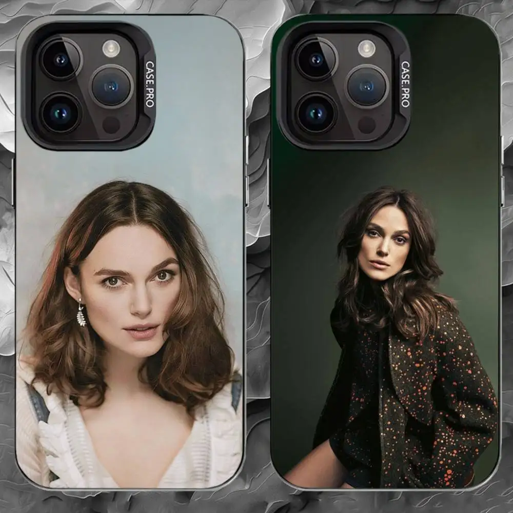Фото Чехол для телефона K-Keira Knightley для iPhone 17 16 15 14 13 12 11 Pro Max Plus, серебристый матовый черный чехол №1