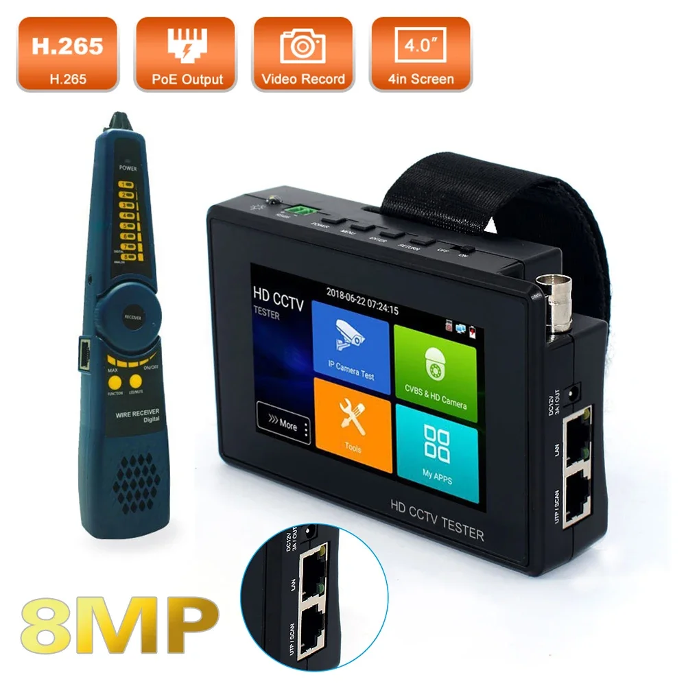 Фото Тестер IP-камер 4K CCTV IPC-1800 Plus 4-в-1 с монитором 5-в-1 для аналоговых и IP-камер, тестер H.265 POE для CFTV №1