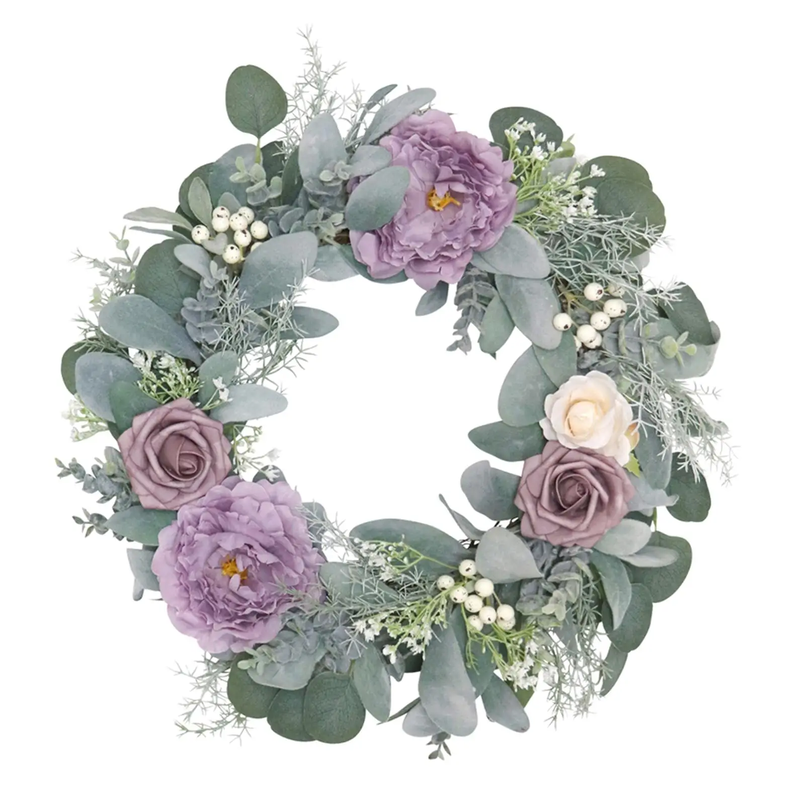 

Artificial Peony Wreath Round Handmade Bouquet Decoration for Front Door Door Summer