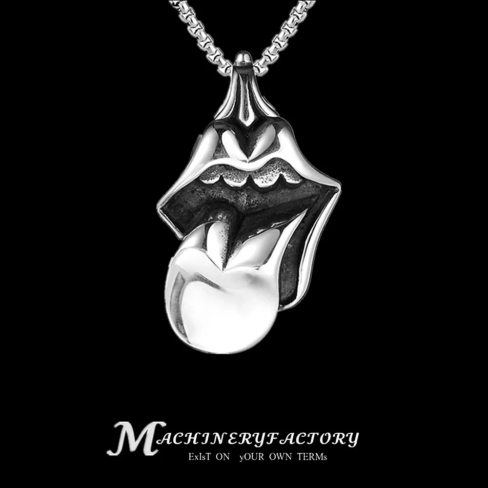 

Youth teenager Street culture Stainless steel HipHop tongue out pendant necklace Vintage necklace punk fashion jewelry