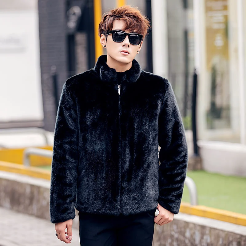 Верхняя одежда из меха норки мужская осенне-зимняя шуба искусственного с